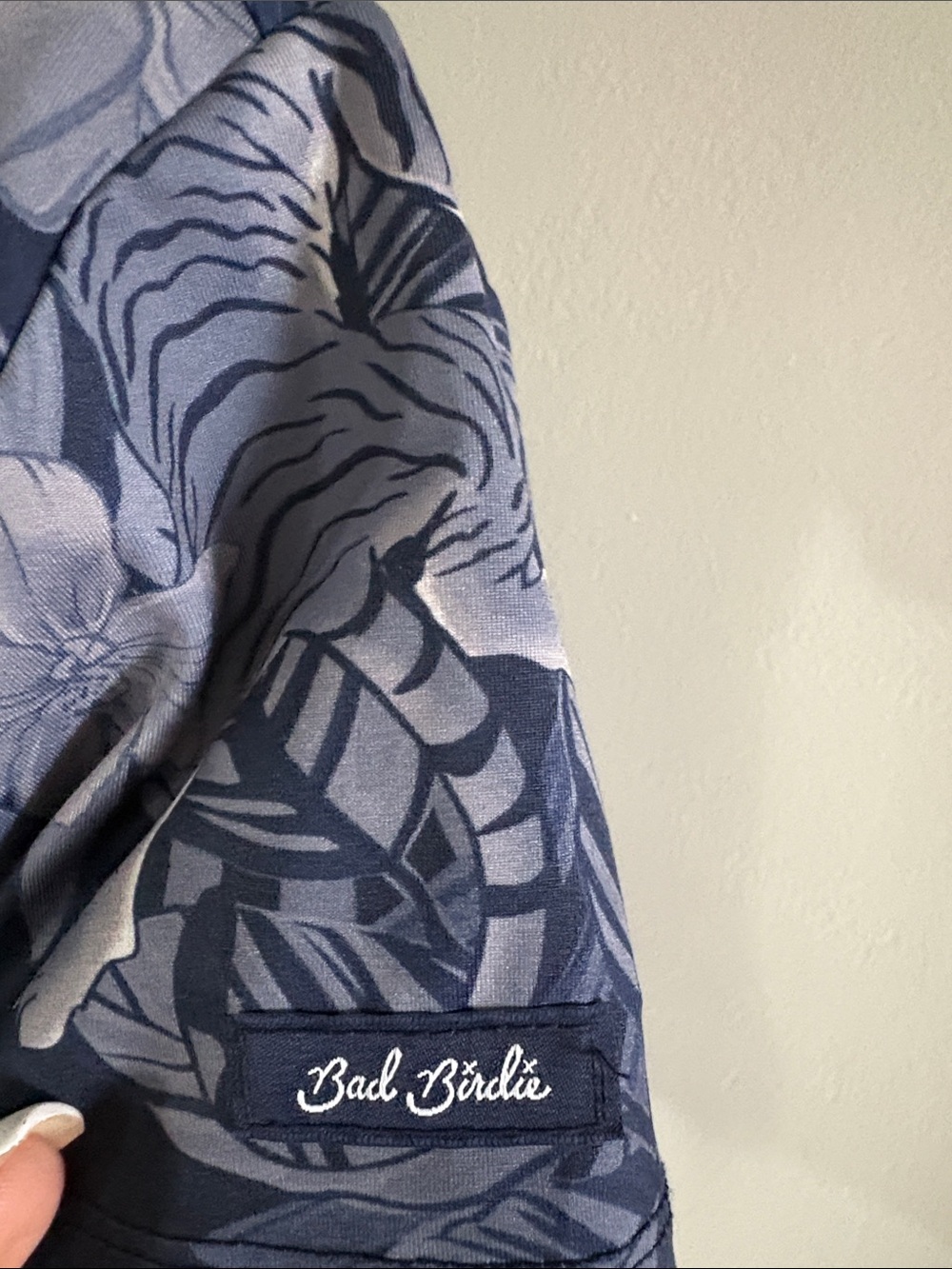 Bad Birdie Navy Floral Button-Down Polo - Picture 2 of 3